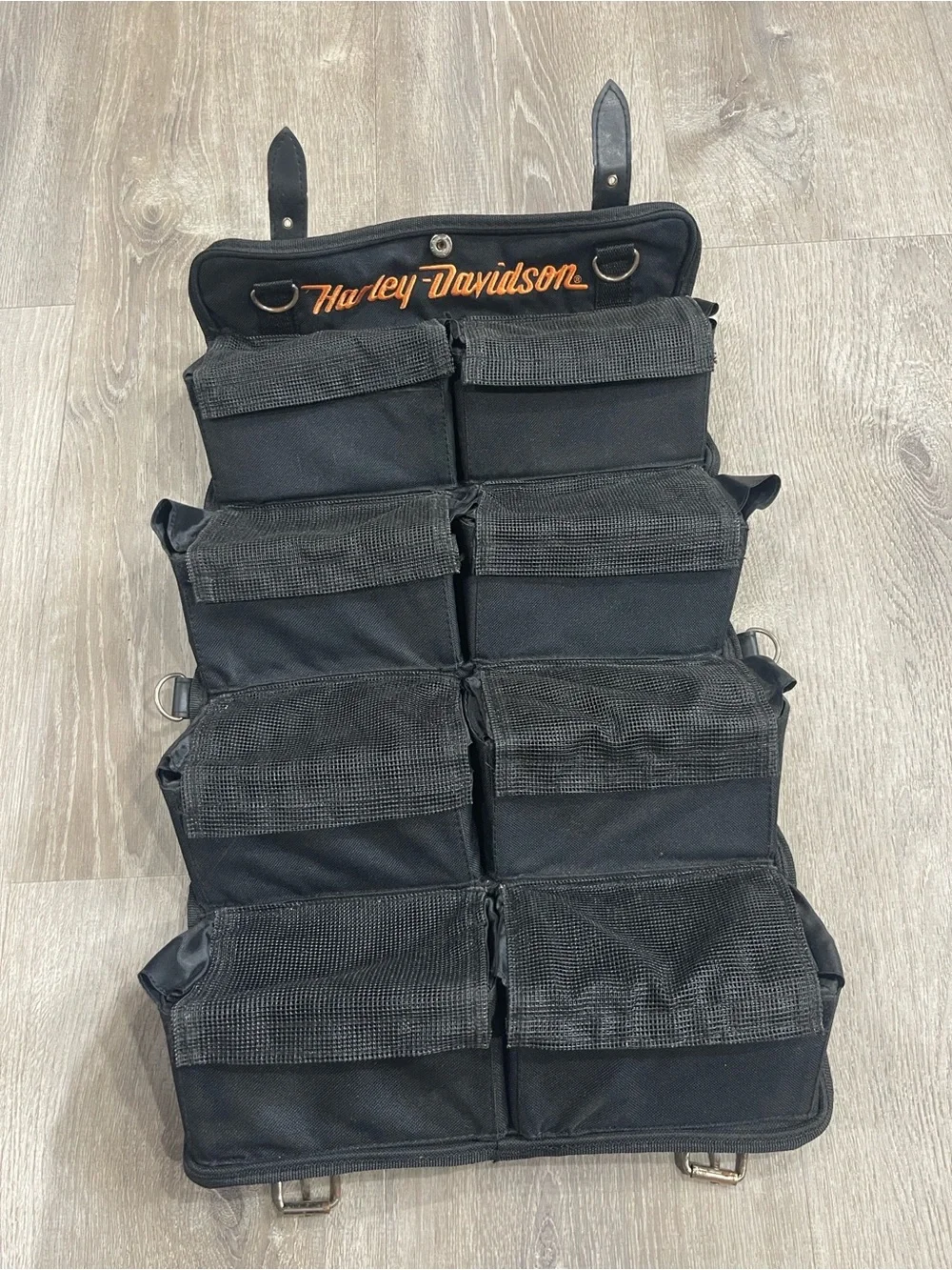 Harley-Davidson Black Canvas Tool Roll with Orange Logo Patch